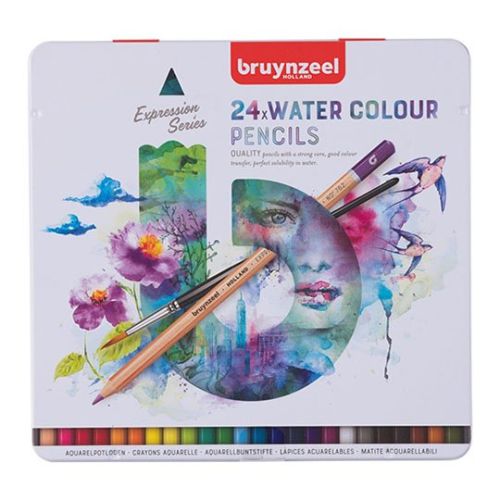 BRUYNZEEL - Expression Watercolor - Watercolor Pencils - 24 Colors - Metal Tin