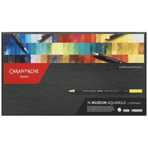 CARAN D'ACHE - Museum Aquarelle - Crayons Aquarellables - 76 Couleurs - Coffret Complet