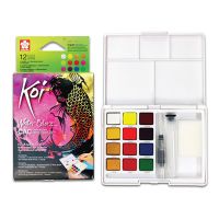 SAKURA - KOI - Watercolour Sketch Box - 12 Half Pans - Metallic & Fluorescent