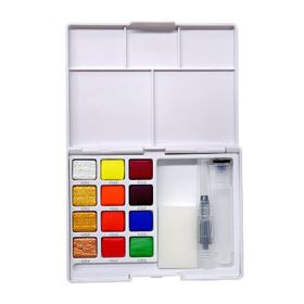 SAKURA - KOI - Watercolour Sketch Box - 12 Half Pans - Metallic & Fluorescent
