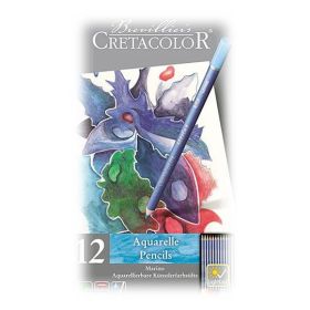 CRETACOLOR - Marino - Watercolor Pencils - 12 Colors - Metal Case