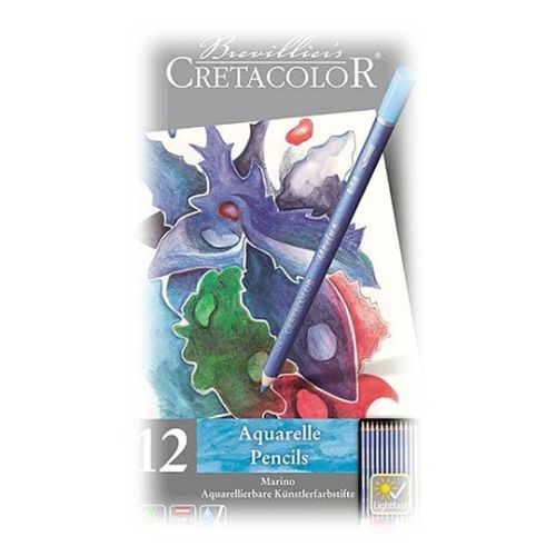 CRETACOLOR - Marino - Watercolor Pencils - 12 Colors - Metal Case