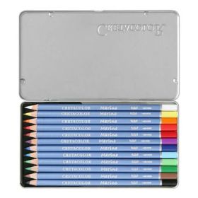 CRETACOLOR - Marino - Watercolor Pencils - 12 Colors - Metal Case