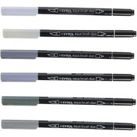 LYRA - Aqua Brush Duo - Watercolor Brush Pens - 6 Colors - Grey