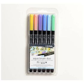 LYRA - Aqua Brush Duo - Watercolor Brush Pens - 6 Colors - Pastel