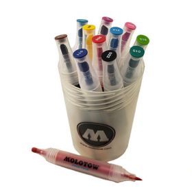 MOLOTOW - AQUA TWIN - Watercolor Markers - 12 Colors - Complete Set