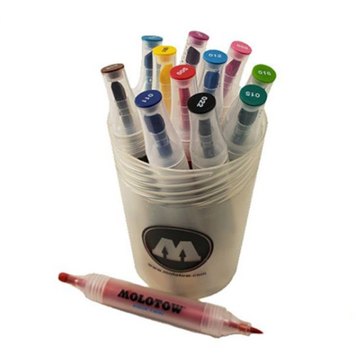 MOLOTOW - AQUA TWIN - Feutres Aquarellables - 12 Couleurs - Complete Set