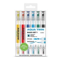 MOLOTOW - AQUA TWIN - Watercolor Markers - 6 Colors - Basic Set