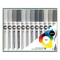 MOLOTOW - Brush Pen Aqua Color - Watercolor Brush Pens - 12 Colors - Grey Set