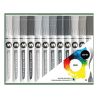 MOLOTOW - Brush Pen Aqua Color - Watercolor Brush Pens - 12 Colors - Grey Set