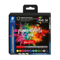 STAEDTLER - Pigment Brush Pen 371 - Feutres Aquarellables Pointe Pinceau - 12 Couleurs