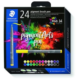 STAEDTLER - Pigment Brush Pen 371 - Feutres Aquarellables Pointe Pinceau - 24 Couleurs