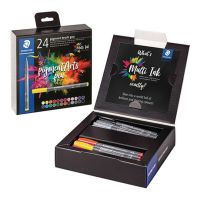 STAEDTLER - Pigment Brush Pen 371 - Feutres Aquarellables Pointe Pinceau - 24 Couleurs