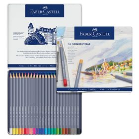 FABER-CASTELL - Goldfaber Aqua - Watercolor Pencils - 24 Colors - Metal Tin