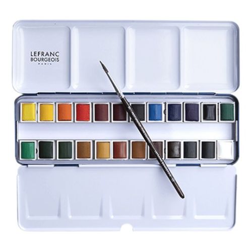 LEFRANC & BOURGEOIS - Aquarelle Fine - Boîte de 24 Demi-Godets