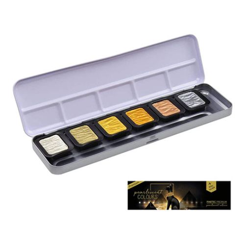 FINETEC - Pearlescent Watercolour - Antique Tones - Metal Tin of 6 Colours