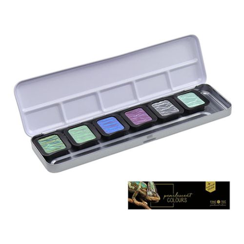 FINETEC - Aquarelle Nacrée - Cool - Boîte Métal de 6 Pastilles