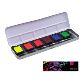 FINETEC - Pearlescent Watercolour - Neon (Fluorescent) - Metal Tin of 6 Colours