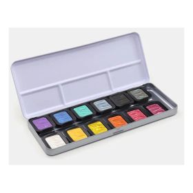 FINETEC - Aquarelle Nacrée - Rainbow - Boîte Métal de 12 Pastilles