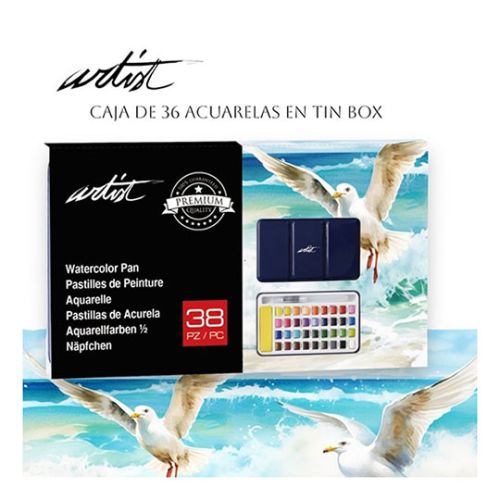 ROYMART - Watercolour Artist Set - Tin Box of 36 Colours