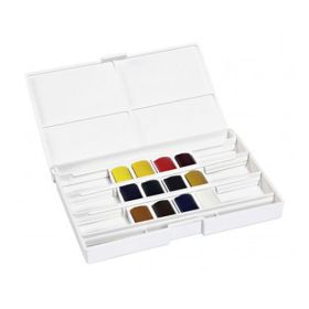 LEFRANC & BOURGEOIS - Aquarelle Fine - Boîte Plastique de 12 Demi-Godets