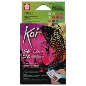 SAKURA - KOI - Watercolour Sketch Box - 12 Half Pans - Metallic & Fluorescent