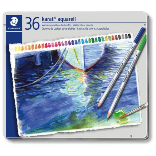 STAEDTLER - Karat Aquarell 125 - Watercolor Pencils - 36 Colors - Metal Tin