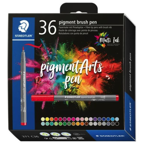STAEDTLER - Pigment Brush Pen 371 - Feutres Aquarellables Pointe Pinceau - 36 Couleurs