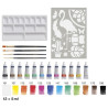 FABER-CASTELL - Watercolour Set - 12 Tubes 5ml + Brushes + Palette + Stencil - 18 Pieces