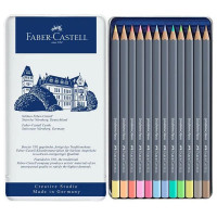 FABER-CASTELL - Goldfaber Aqua - Watercolour Pencils - 12 Pastel Colours - Metal Tin