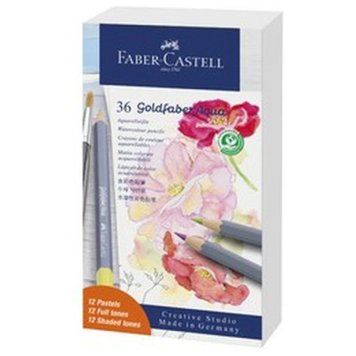 FABER-CASTELL - Goldfaber Aqua - Crayons Aquarellables - 36 Couleurs (24 Vives + 12 Pastels) - Coffret Cadeau