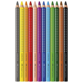 FABER-CASTELL - Jumbo Grip - Watercolour Pencils - 12 Colours - Cardboard Wallet
