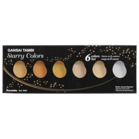 KURETAKE - GANSAI TAMBI - Aquarelle Métallisée - Starry Colors - Set de 6 Pastilles