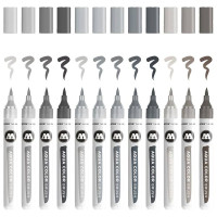 MOLOTOW - Brush Pen Aqua Color - Feutres Aquarellables - 12 Couleurs - Grey Set