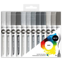 MOLOTOW - Brush Pen Aqua Color - Watercolor Brush Pens - 12 Colors - Grey Set