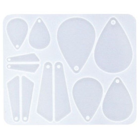 JESMONITE - Moule en Silicone - Boucles d'Oreilles Larme - 15x12x0,5cm