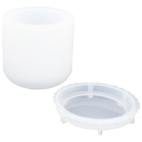JESMONITE - Moule en Silicone - Pot Haut Lisse + Couvercle - Ø8x7,7cm