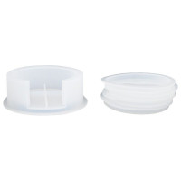 JESMONITE - Silicone Mould - Set Holder for 4 Round Coasters - 11,6x11,6x4cm