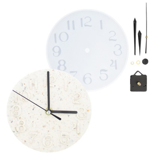 JESMONITE - Moule en Silicone - Horloge Murale (avec Mécanisme) - 15,5x15,5x1cm