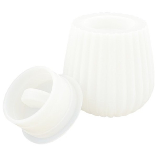 JESMONITE - Moule en Silicone - Rayures Fines Pot Avec Couvercle - 9,8x9,8x8,3cm