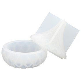JESMONITE - Silicone Mould - Pot with Patterned Lid - 8,4x8,4x9,4cm