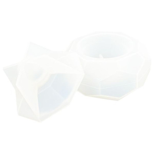 JESMONITE - Silicone Mould - Faceted Box with Lid - 9,1x4,5x4cm
