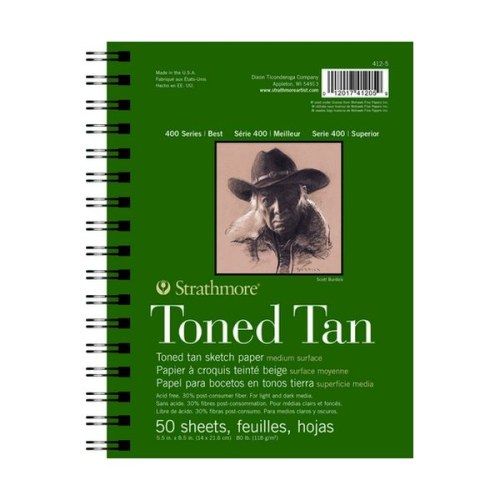 STRATHMORE - Toned Tan Sketch - Bloc Spirale - 80LB - 50 Feuilles - 5.5x8.5"