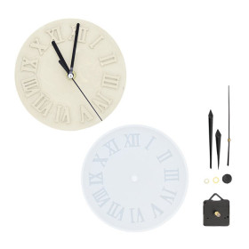 JESMONITE - Moule en Silicone - Horloge Analogique 15cm Chiffres Romains + Mécanisme