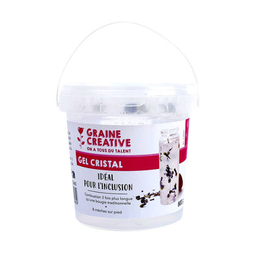 GRAINE CREATIVE - Gel pour Bougie - 800 g - Cristal + 8 Mèches