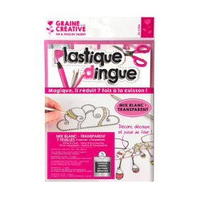 GRAINE CREATIVE - Plastique Dingue - 7 Feuilles - Mixte (4 Transparent + 3 Blanc)