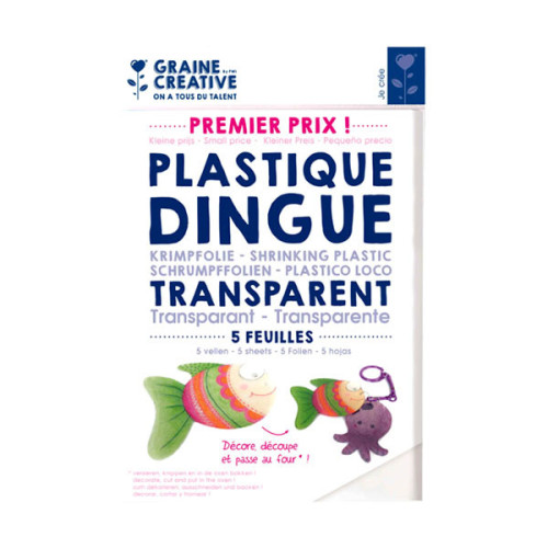 GRAINE CREATIVE - Plastique Dingue - 5 Feuilles - Transparent