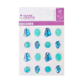 GRAINE CREATIVE - Precious Adhesive Rhinestones - 16 Stones - Blue