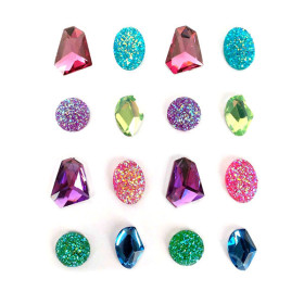 GRAINE CREATIVE - Strass Précieuses Adhésives - 16 Pierres - Coloris Assortis
