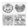 PHOENIX - Coloring Board - Set of 4 Pre-drawn Painting Boards - 25x25cm - Garden